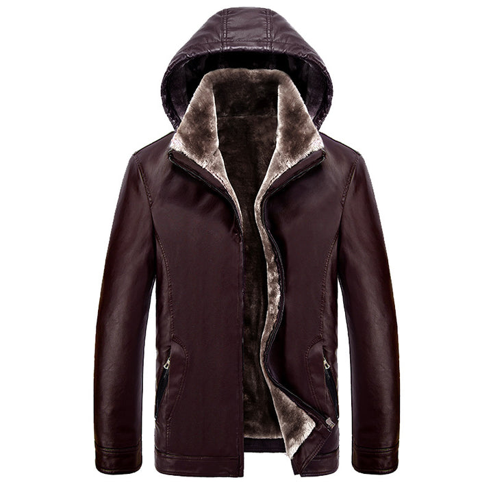 Urban faux leather jacket for men with hood and warm lining Lune London