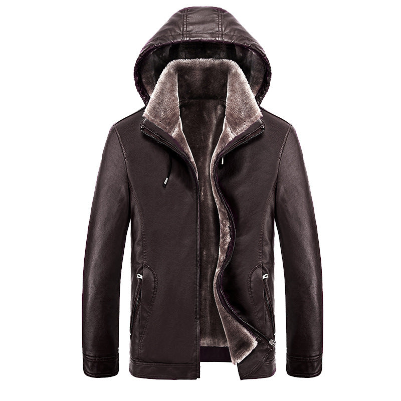 Urban faux leather jacket for men with hood and warm lining Lune London