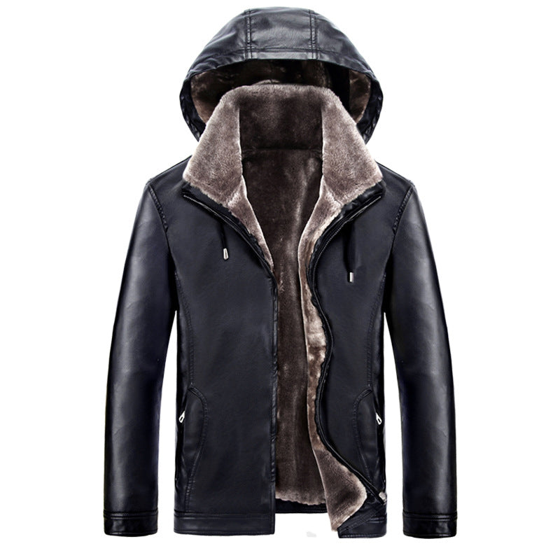 Urban faux leather jacket for men with hood and warm lining Lune London