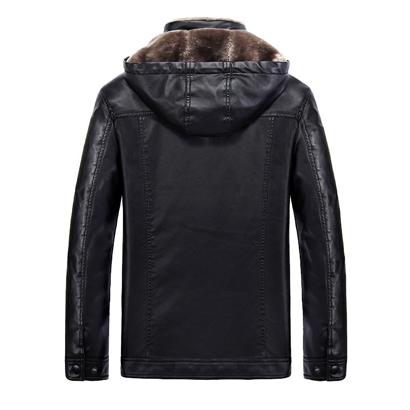 Urban faux leather jacket for men with hood and warm lining Lune London
