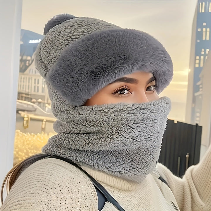 Lune London | Hat & Scarf Set - Soft & Warm - With Pom-Pom - For Women
