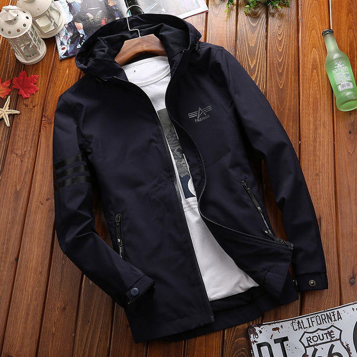 Functional sports jacket for men with adjustable hood and breathable mesh inserts Lune London