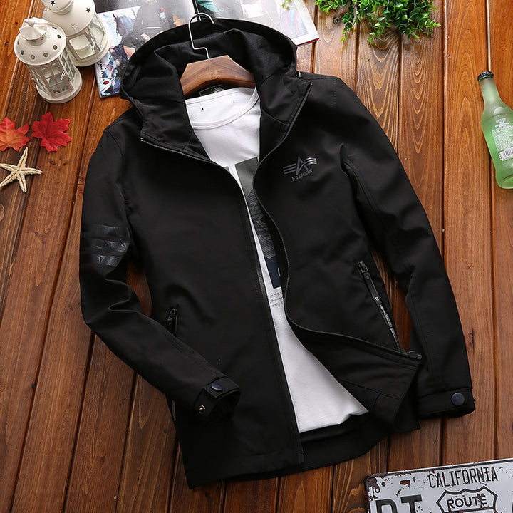 Functional sports jacket for men with adjustable hood and breathable mesh inserts Lune London