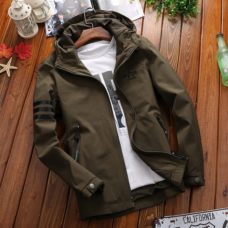Functional sports jacket for men with adjustable hood and breathable mesh inserts Lune London