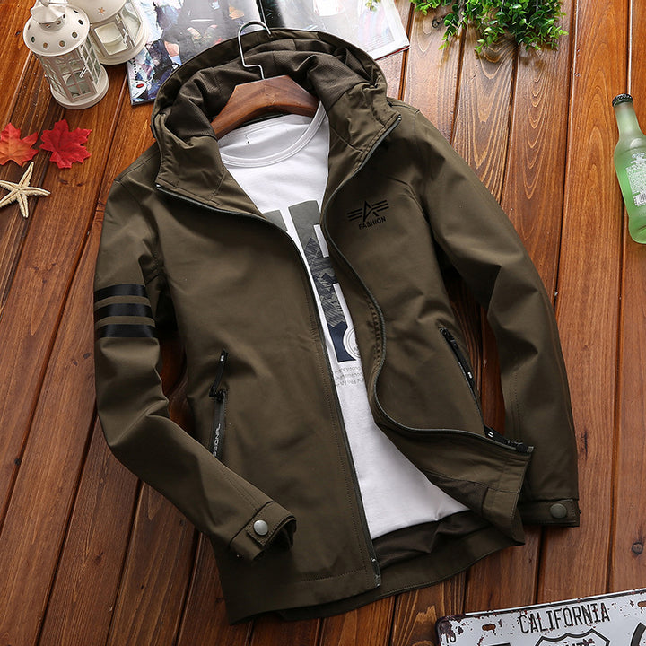 Functional sports jacket for men with adjustable hood and breathable mesh inserts Lune London