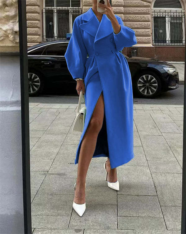 Lune London | Manteau en laine vintage avec des manches en forme d'abat-jour et un revers