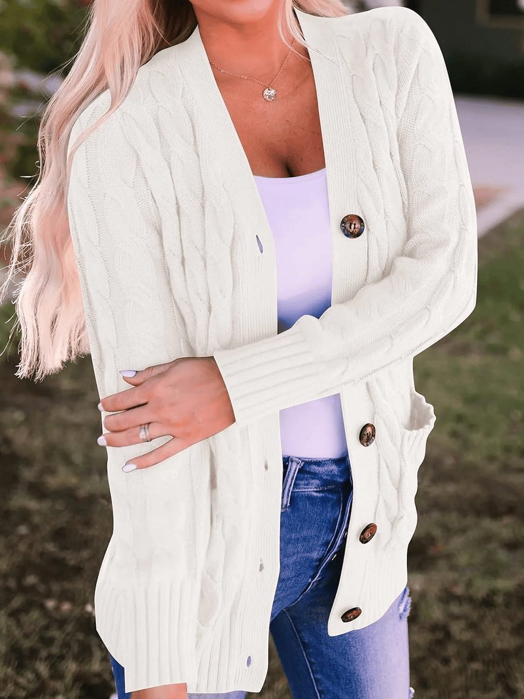 Lune London | Open Knit Cardigan with Cable Pattern