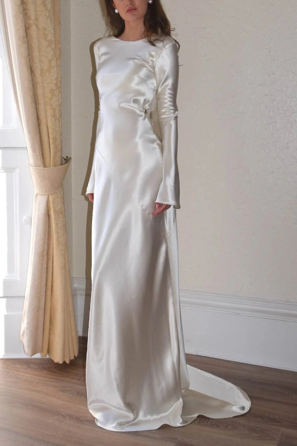 Lune London | Pearl Eden Satin Backless Cowl Neck Gown Maxi Dress