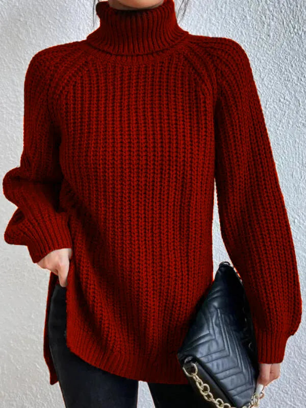 Lune London | turtleneck sweater with raglan sleeves and split hem