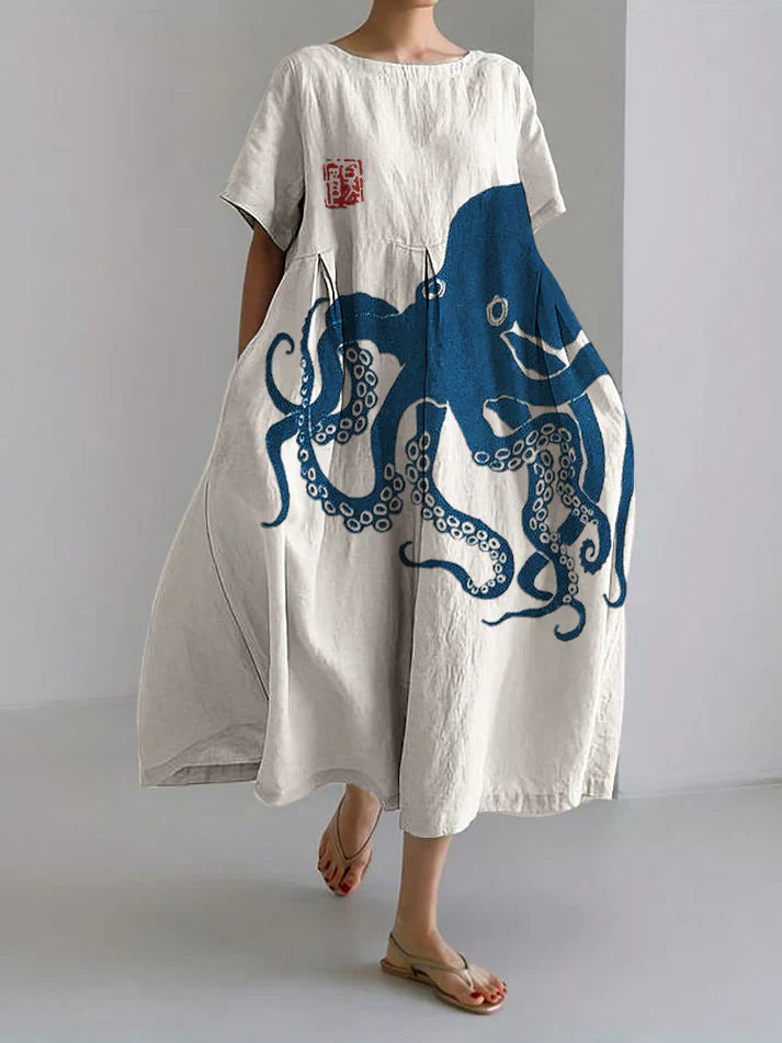 Lune London | Long dress with Japanese octopus print