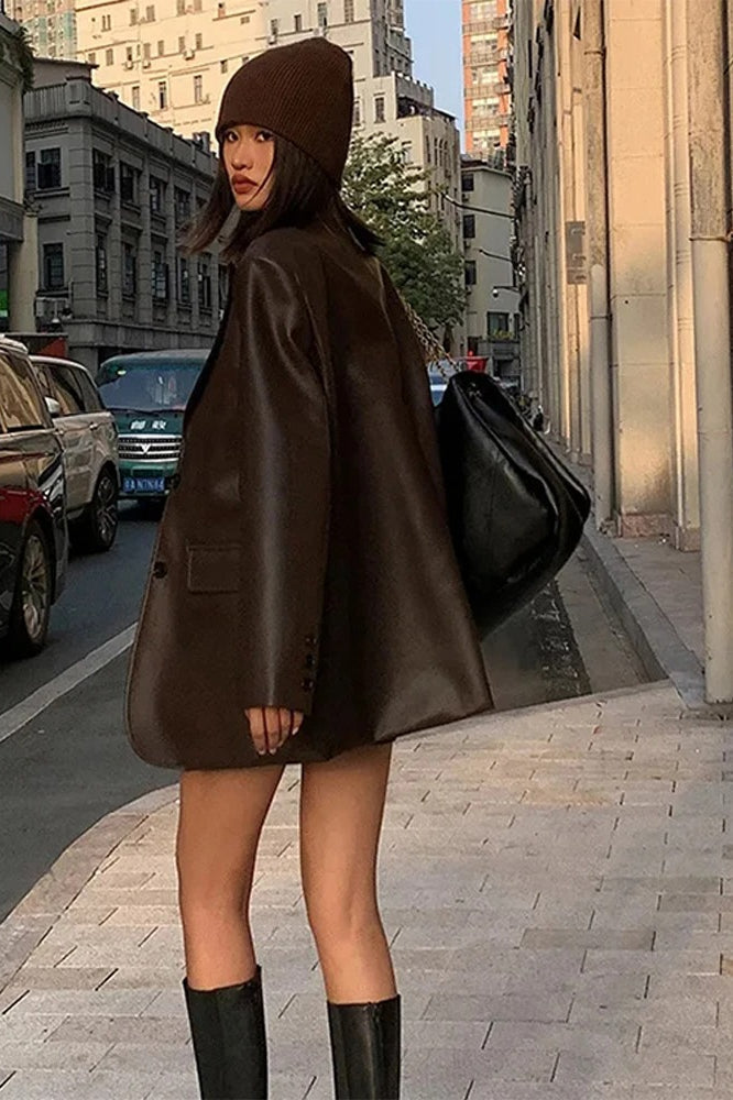 Lune London | PU Leather Blazer Jacket