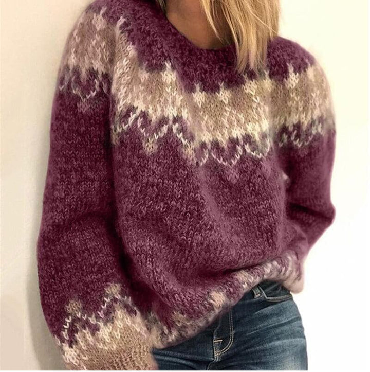 Lune London | Knit Sweater - Soft Wool Blend - Oversized Fit - Round Neck - Nordic Pattern