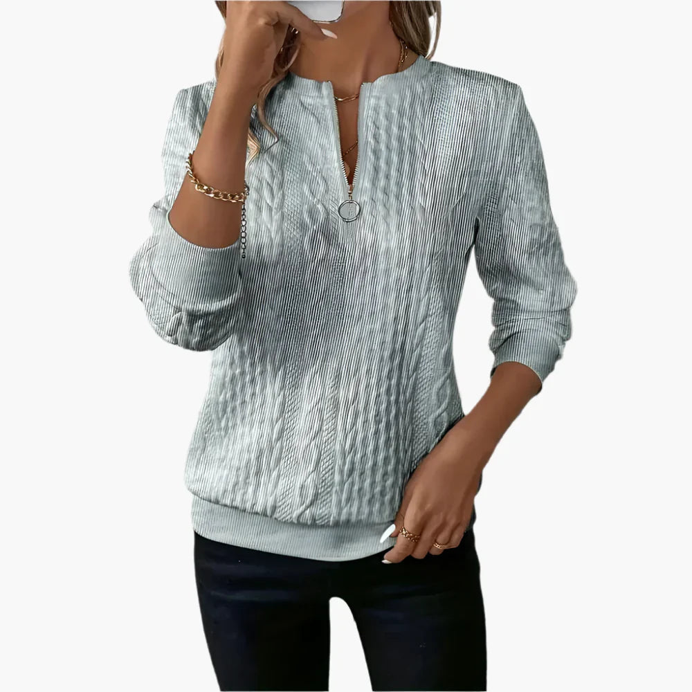 Lune London | Knitted sweater with twisted pattern and zipper - Fashionable casual sweater for autumn and winter