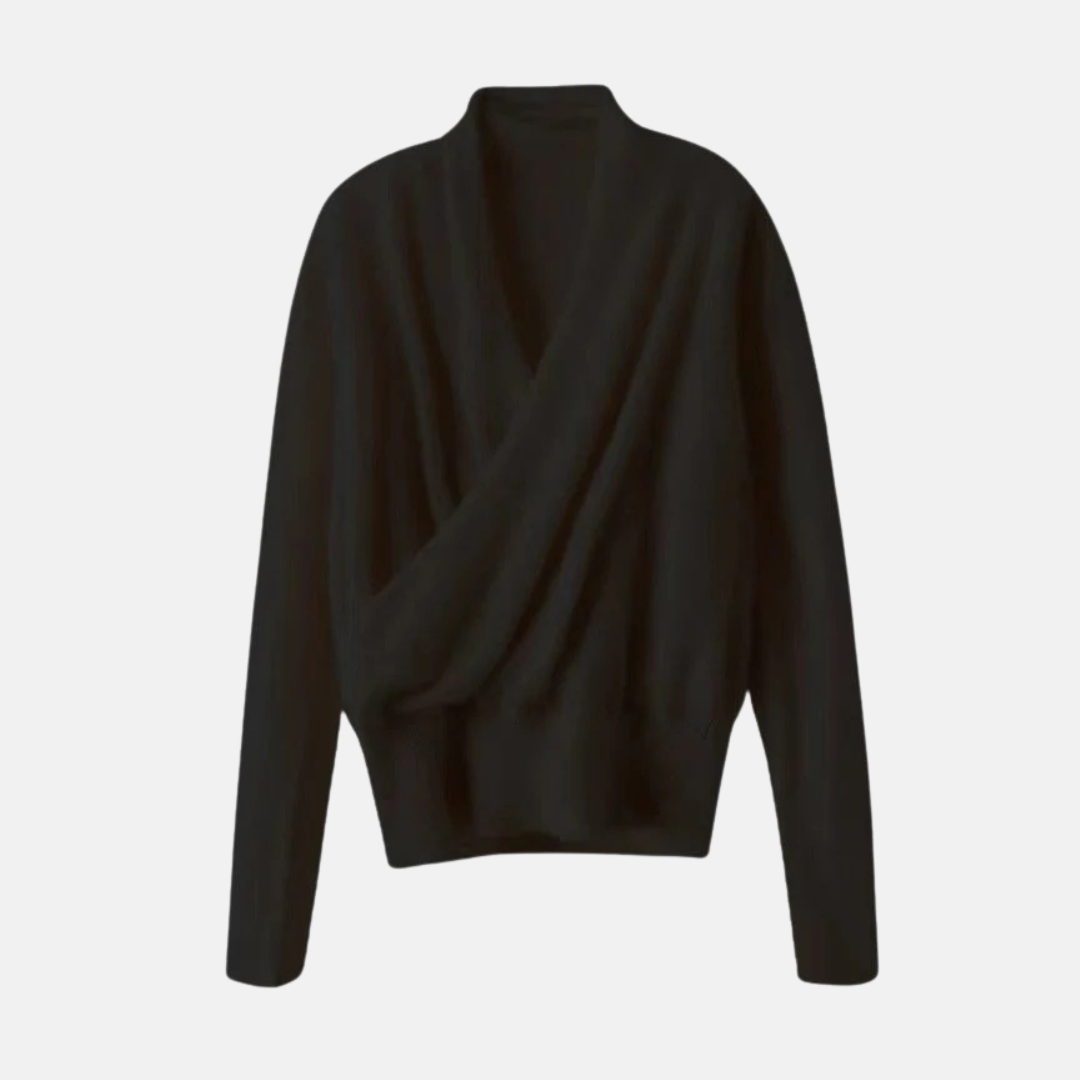 Lune London | Wrap sweater - Comfortable fit - Soft knit material - Ribbed hem - Long sleeve V-neck