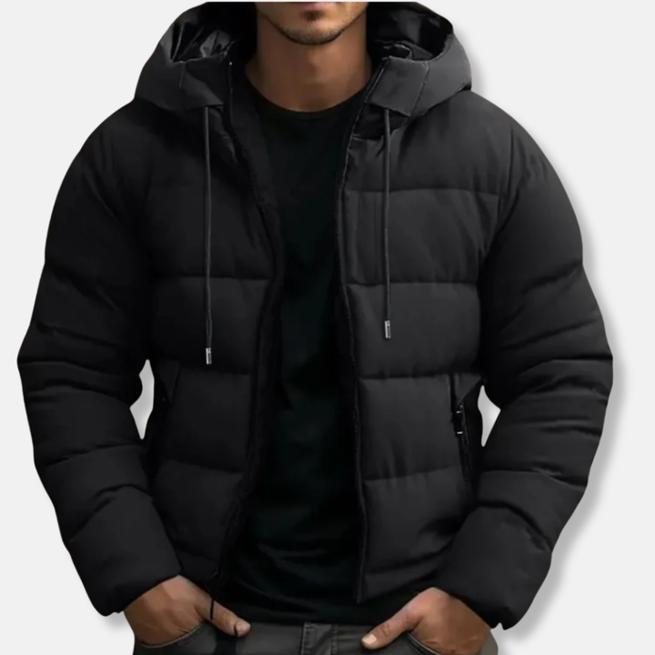 Lune London | Quilted Hooded Puffer Jacket - With Drawstring Hood Zipper Puffer Jacket