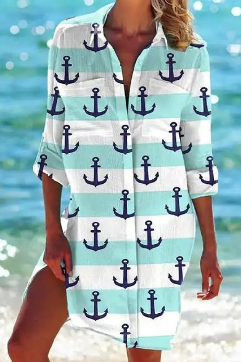 Lune London | Long Beach Blouse with Marine Motif