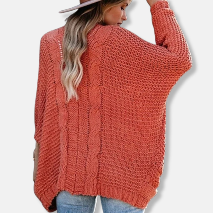 Lune London | Wool Oversized Cardigan - Ribbed Open Front Pocket Cardigan