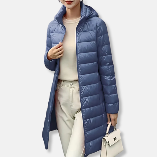 Lune London | Nylon Puffer Jacket - Quilted Jacket with Hood in Medium Length
