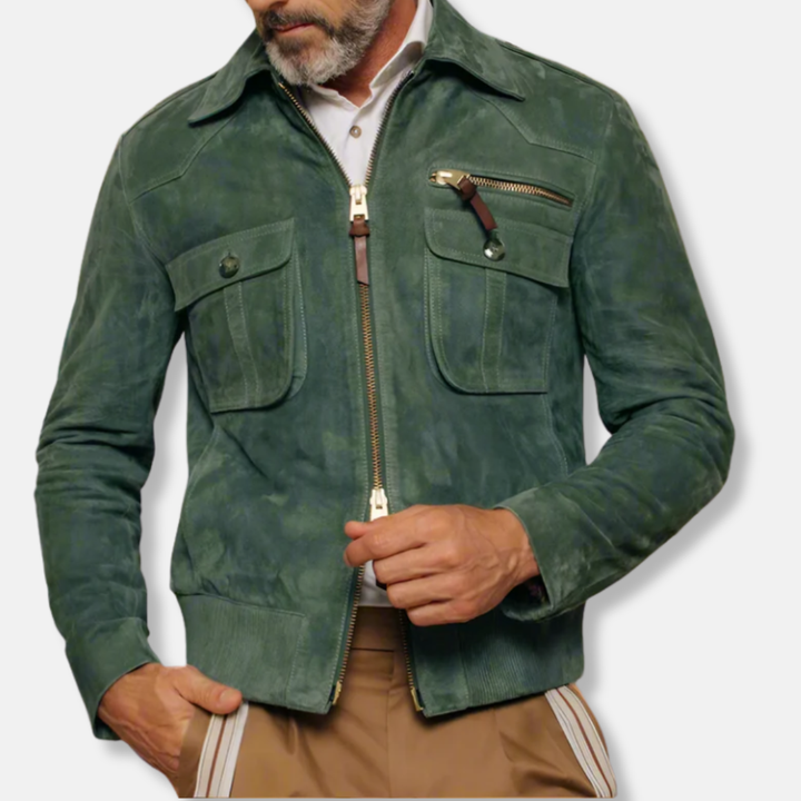 Lune London | Tailored Jacket - Collar Jacket in Hip-Length Leather Trim Jacket