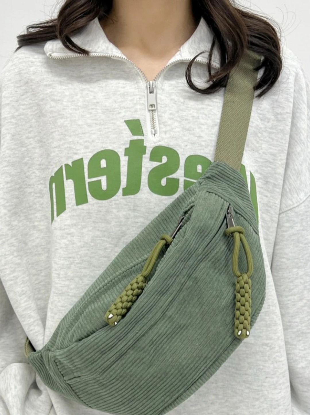 Lune London | Corduroy Hip Bag Hip Pouch Green Shoulder Bag