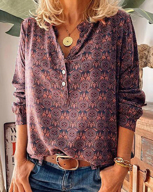 Lune London | Long sleeve blouse with vintage print