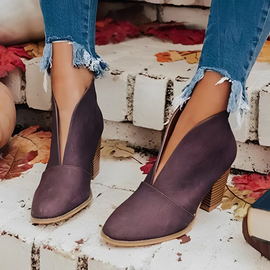 Lune London | Women's High Heel Ankle Boots, V-Shape Opening, Slippers, Chic and Elegant