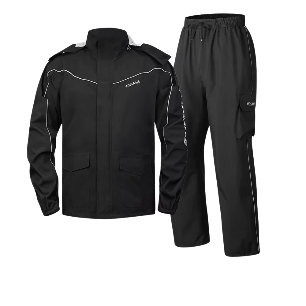 Lune London | Men's Waterproof Motorcycle Rain Jacket - Reflective Black/Green S-2XL