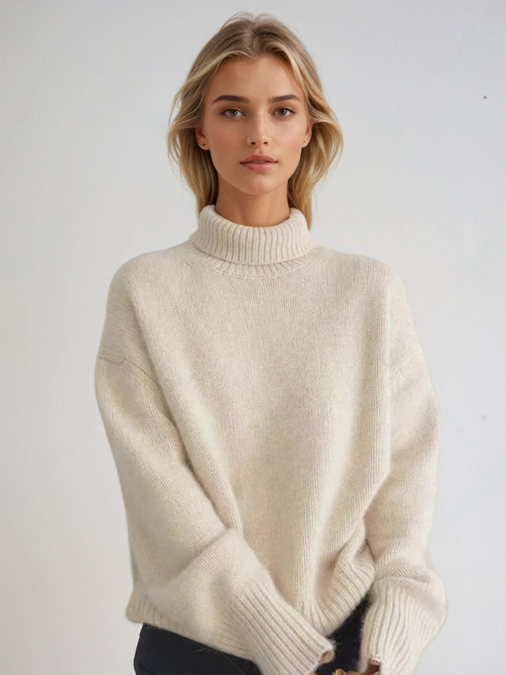 Lune London | Oversized Korean Style Turtleneck - Trendy Knit Sweater for Autumn and Winter
