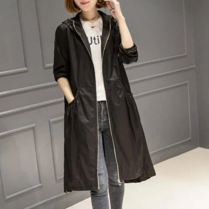 Lune London | Manteau long avec fermeture éclair et capuche