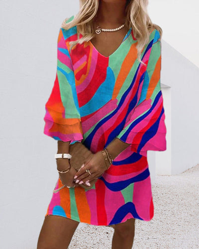 Lune London | Seductive Bell Sleeve Mini Dress with V-Neck