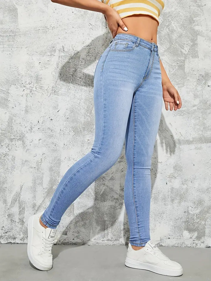 Lune London | Lightly Washed Skinny-Fit Jeans with High Waist for Women