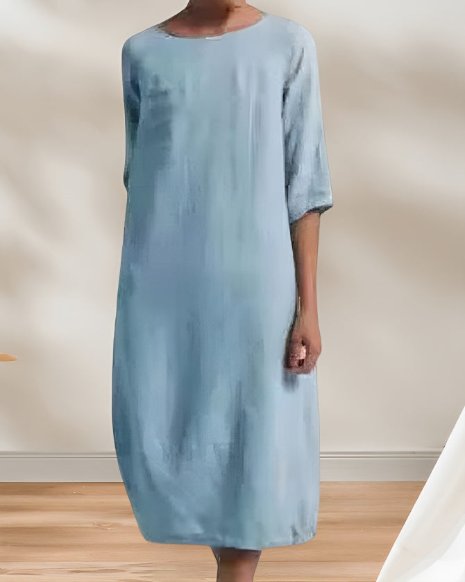 Lune London | Ladies Casual Linen Look Simple Midi Dress
