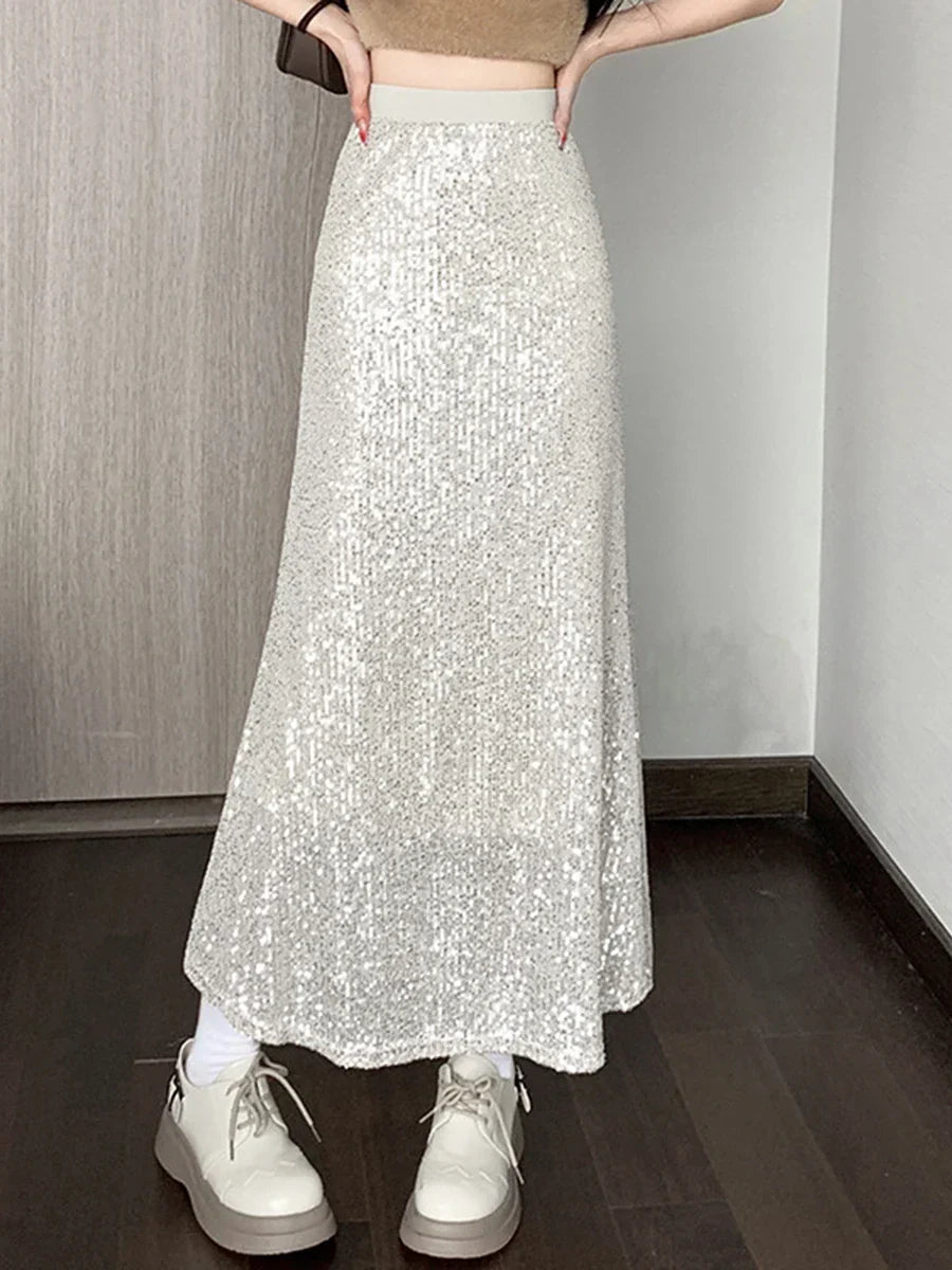 Lune London | Maxi Skirt with Sequins and Elastic Waistband