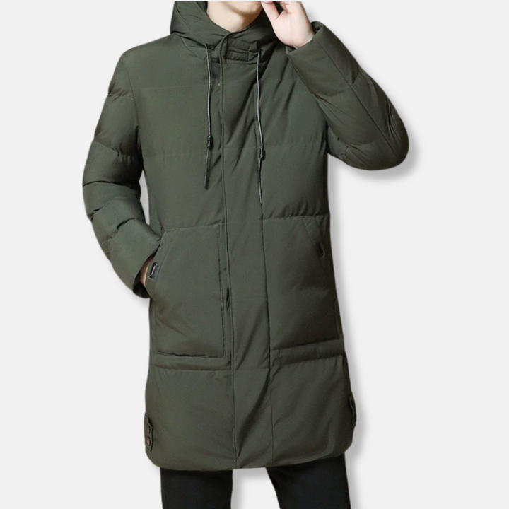 Lune London | Long Padded Jacket - Windproof and Water-Repellent - With Hood and Zipper Closure