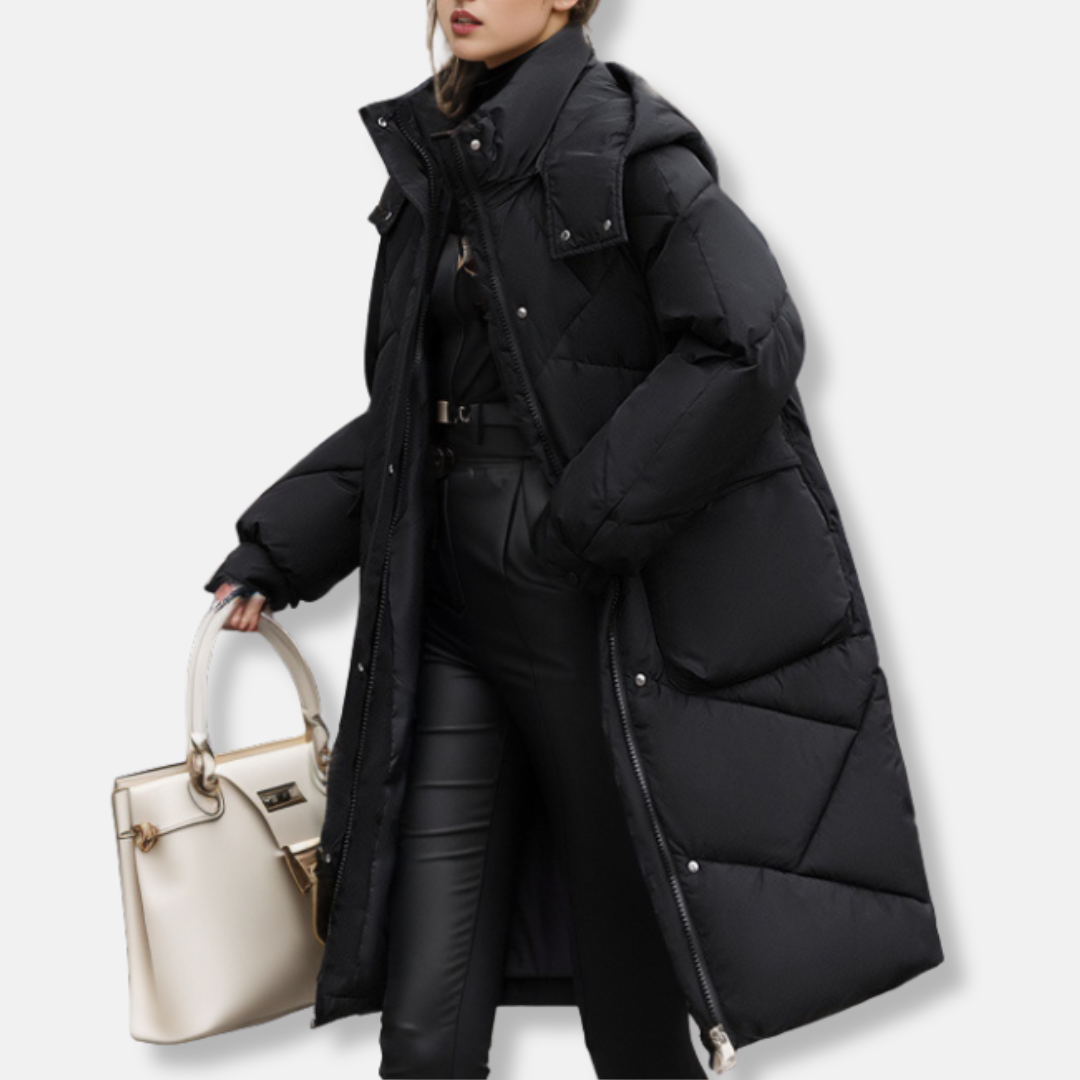 Lune London | Coat - Quilted - Plus Size Fit - Maxi Length - High Collar Hood