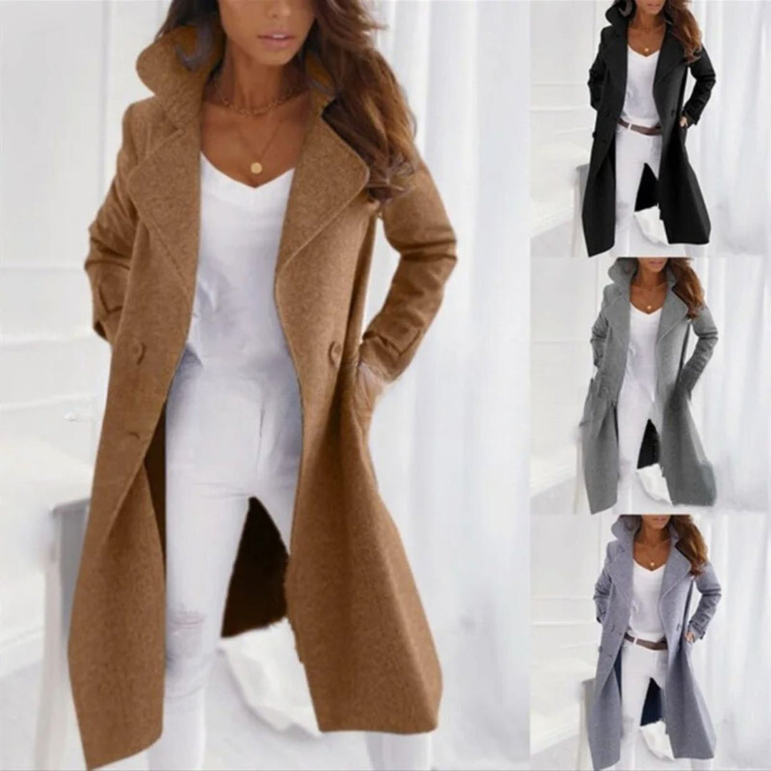 Lune London | Stylish Long Women's Coat with Folded Collar