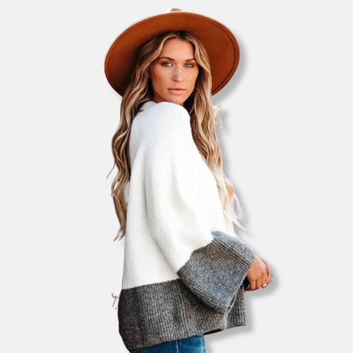 Lune London | Relaxed Fit Pullover Sweater - Color Block Crewneck Pullover