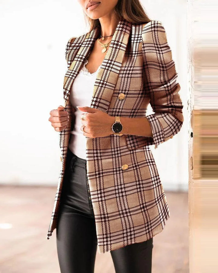 Lune London | Blazer - Collection Élégante - Texture Detaillée, Boutons Dorés - Parfait pour le Travail ou une Occasion Élégante