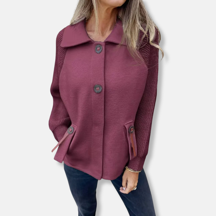 Lune London | Jacket - Casual Cut - Knitted Sleeves - With Lapel - Button Closure
