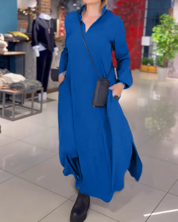 Lune London | Loose Long Dress with Lapels and Side Slit