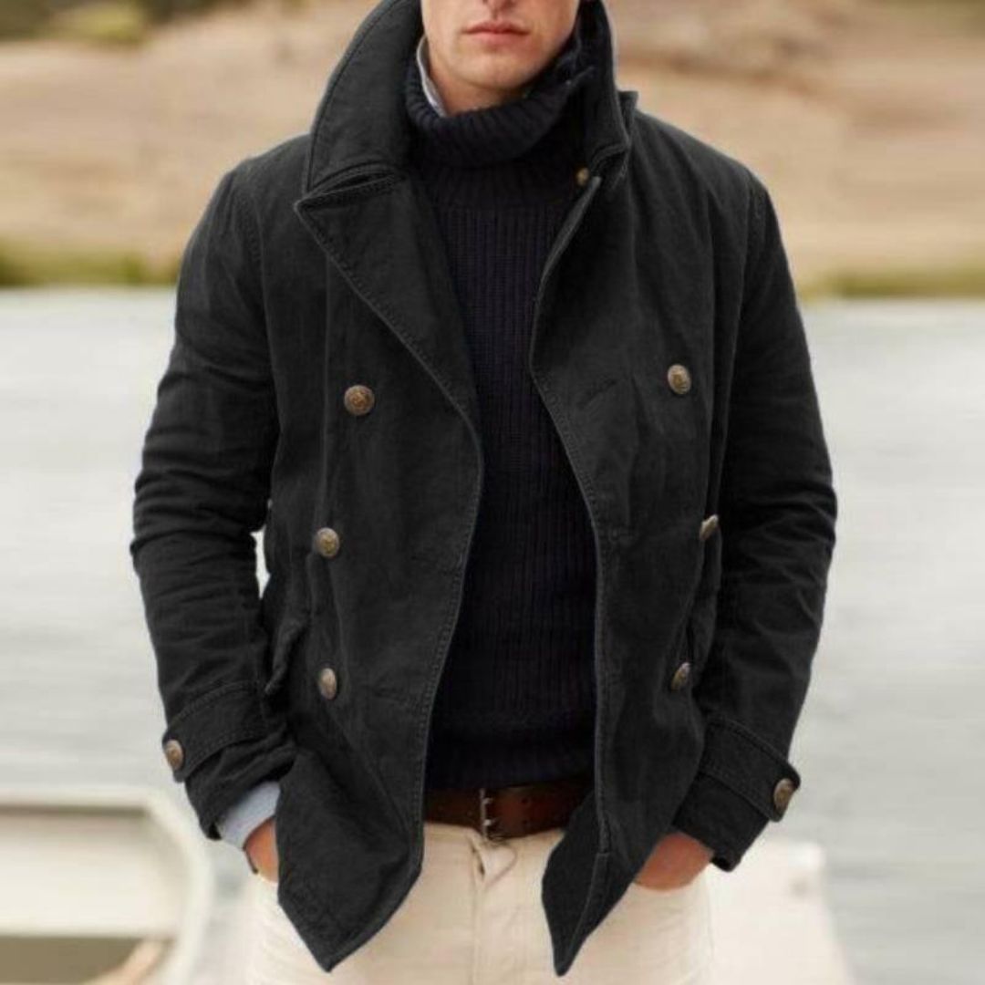Lune London | Classic Peacoat with Double-Breasted Button Closure and High Collar