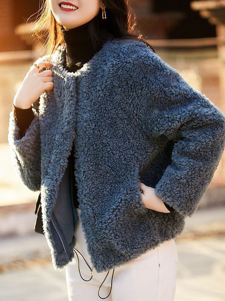 Lune London | Casual solid color textured fleece outerwear