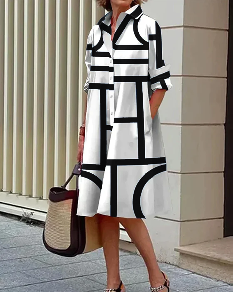 Lune London | Dress with Pockets and Geometric Print