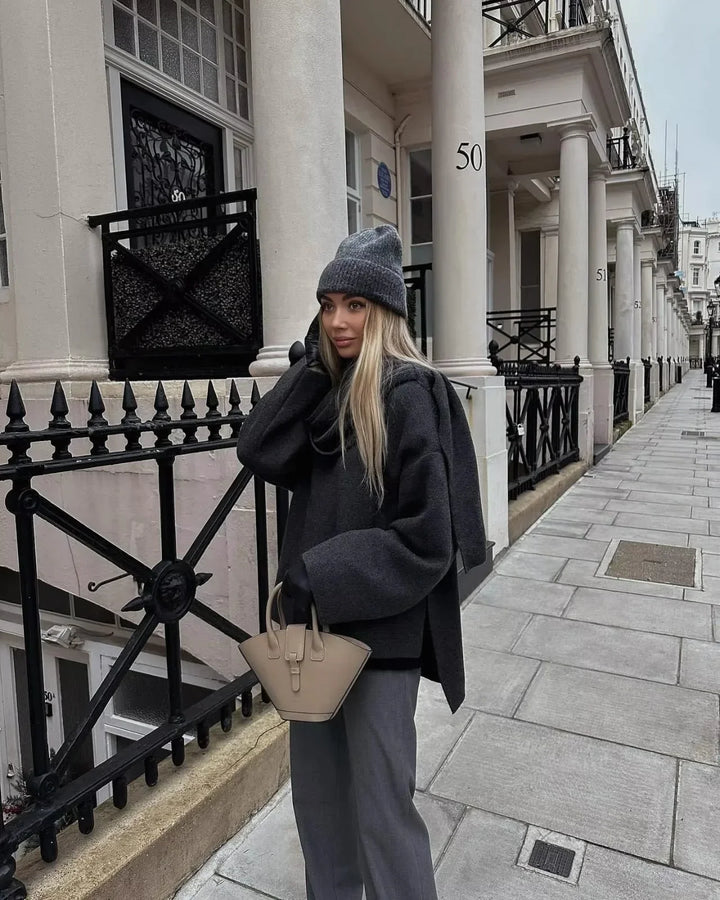 Lune London | Oversized Wrap Coat Wool Blend Elegant Fit Long Wide Sleeves
