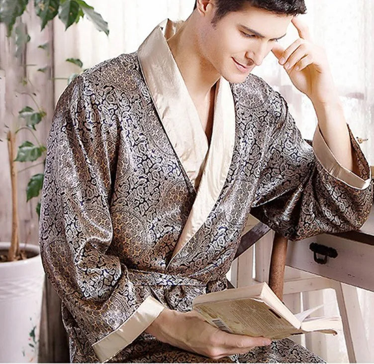 Lune London | Gold Print Luxury Satin Bathrobe