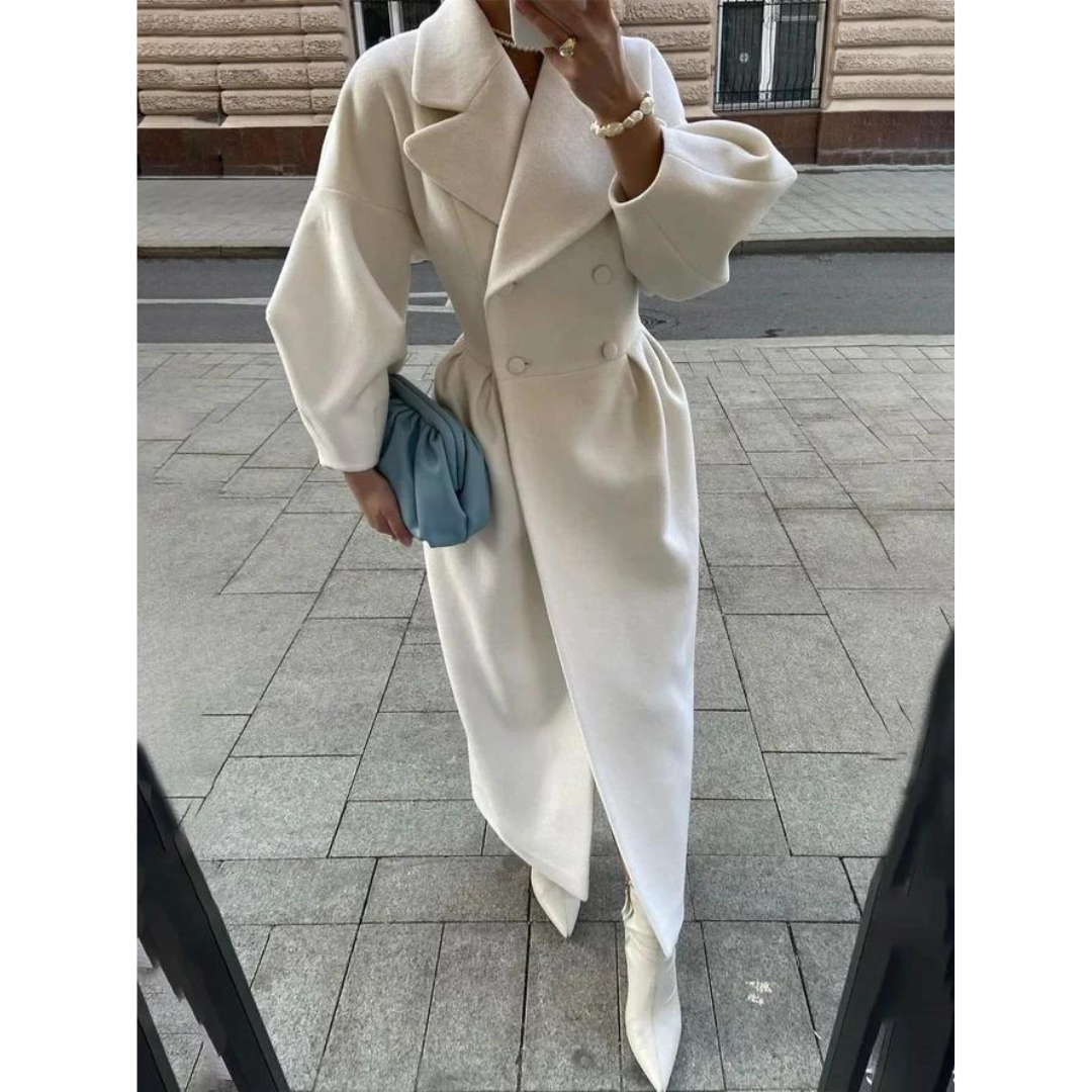 Lune London | Longer Coat - Double-breasted - Tailored Fit - Elegant Puff Sleeves