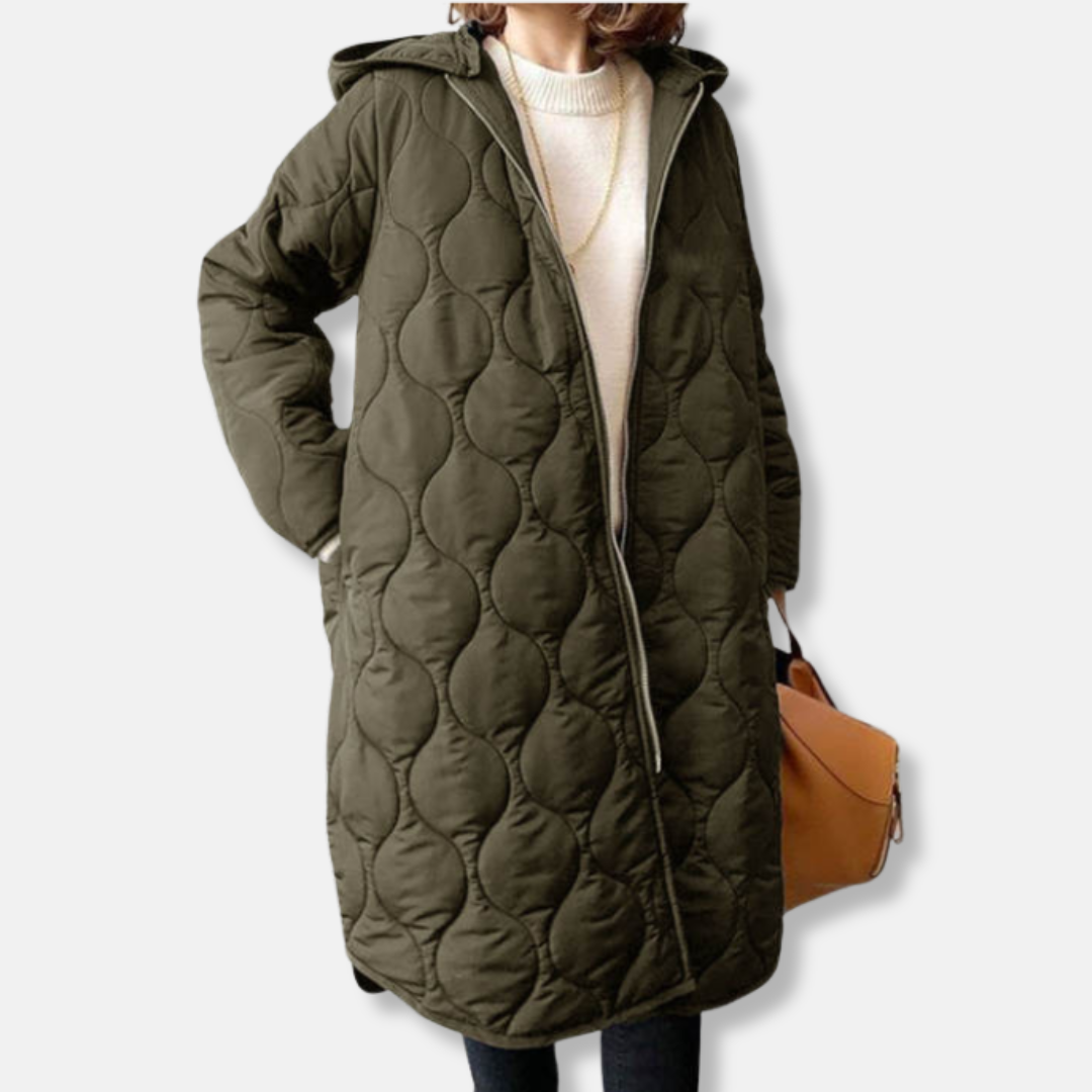 Chic und Stil | Jacket - Quilted Long Model - Oversized Fit - Hood and Zipper