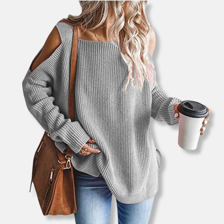 Lune London | Sweatshirt - Open Shoulder Knit - Loose Fit - Structured Fabric