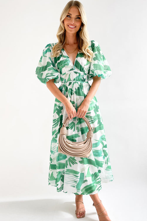 Lune London | Real Love Print Puff Sleeve Maxi Dress
