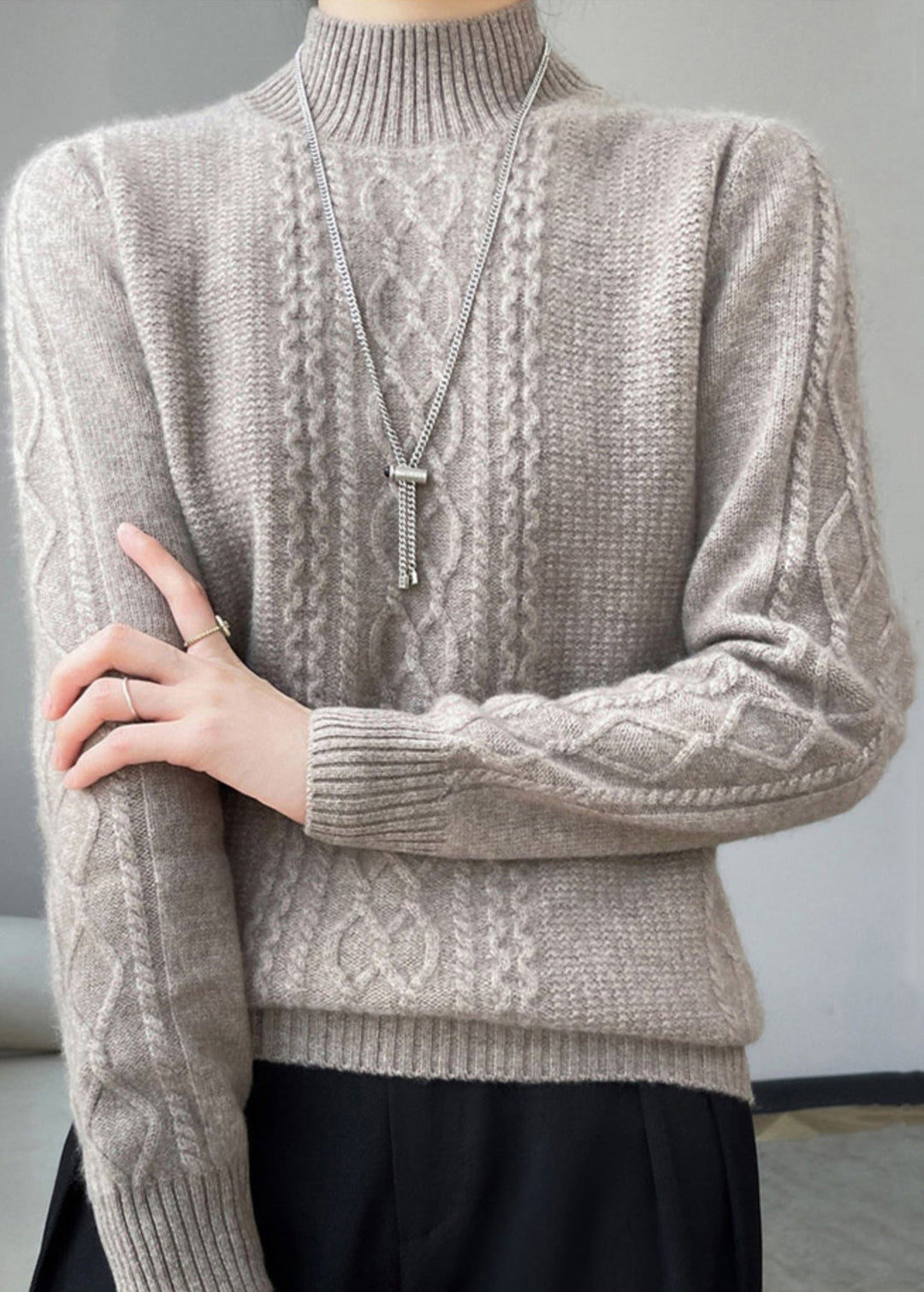 Lune London | Cozy High Collar Cable Knit Sweater Ideal for Winter